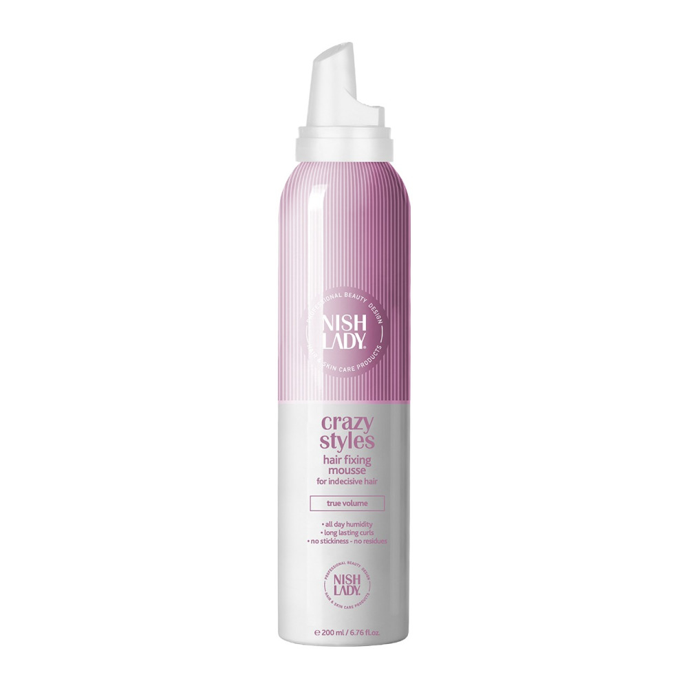 Nish Lady Hair Fixing Mousse – Hacim ve Güçlü Tutuş Sağlayan Esnek Saç Sabitleyici Köpük 200ml