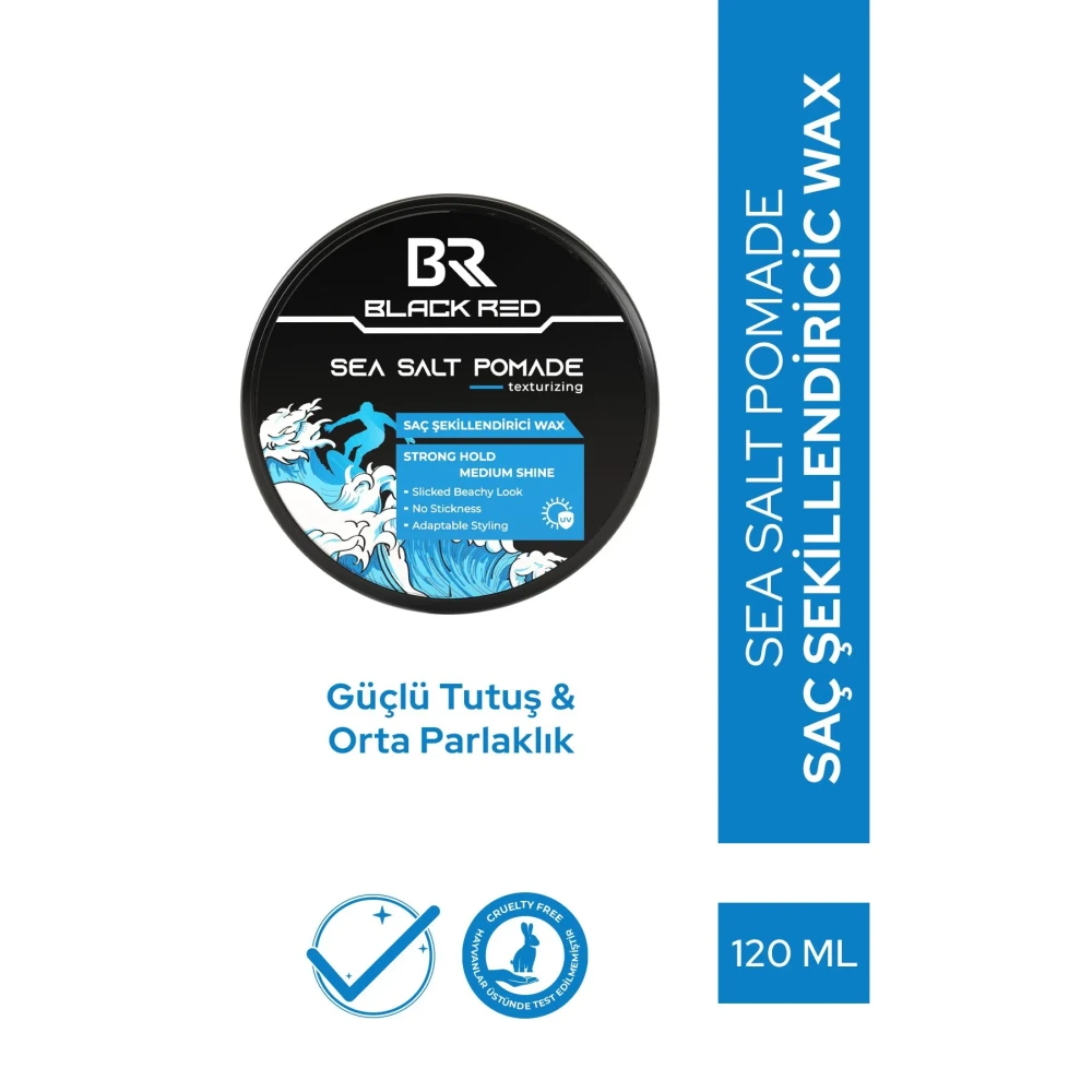 Black Red Wax Sea Salt Paste 120 ml - Mat Bitişli Orta Sertlikte Deniz Tuzlu Saç Şekillendirici Wax