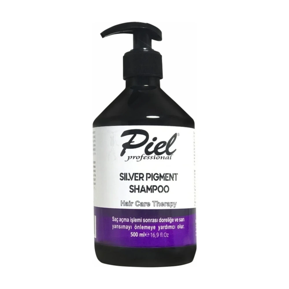 Piel Silver Mor Pigment Şampuan 500ml – Sarı ve Gri Saçlar İçin Renk Dengeleyici Bakım
