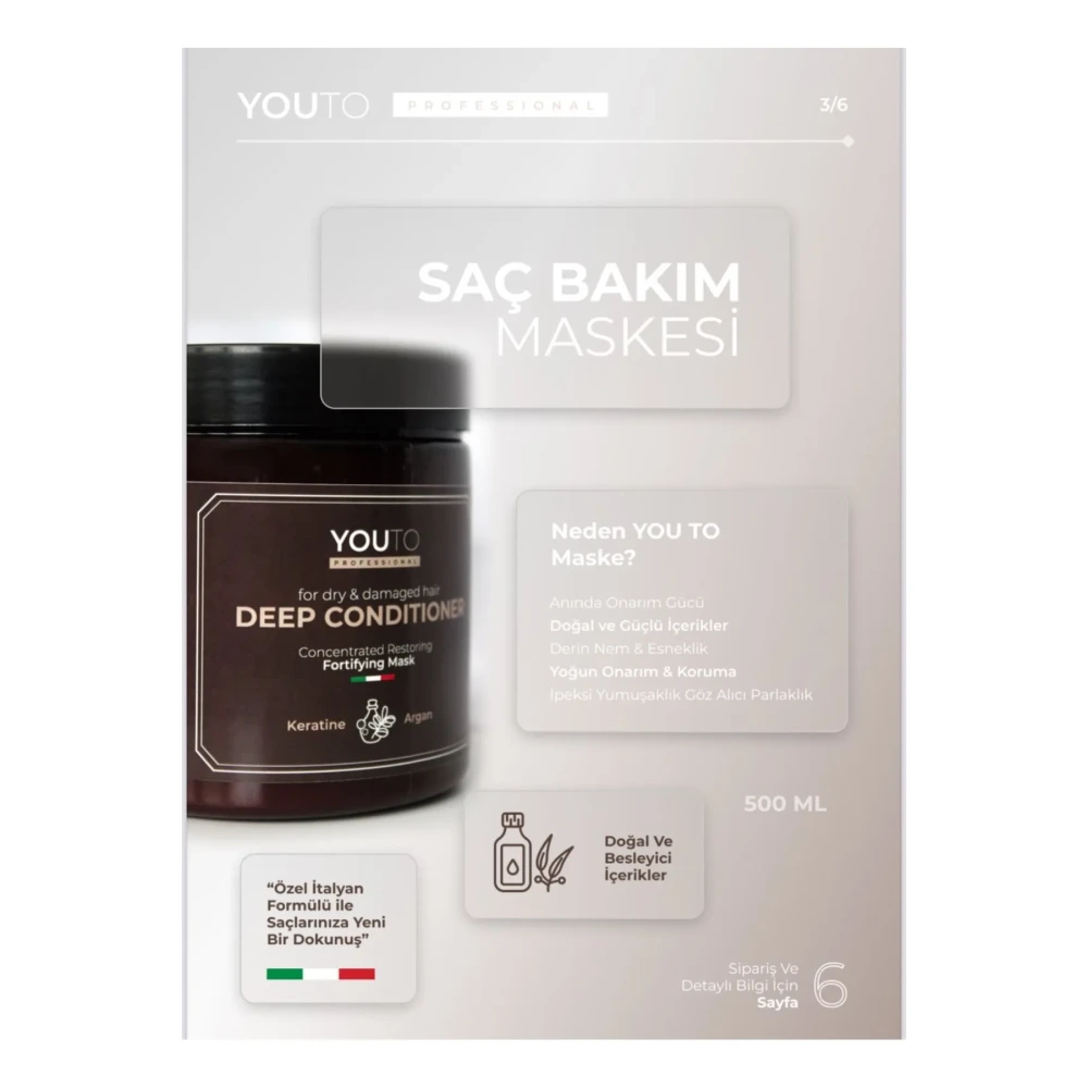 YOU TO Deep Conditioner Saç Maskesi 500ml – Yoğun Nem ve Onarıcı Bakım