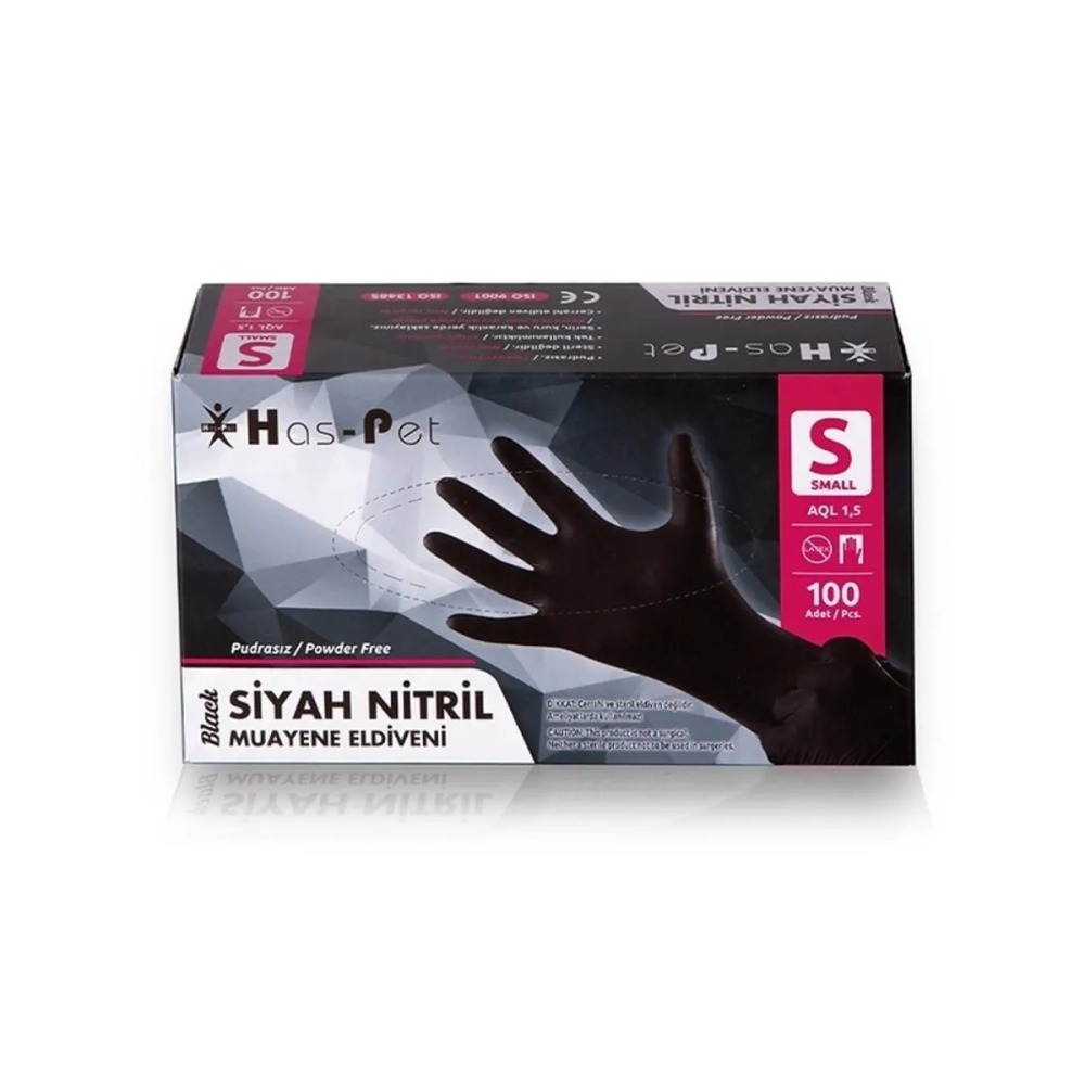 Haspet Small  Siyah Nitril Pudrasız Eldiven 100’lü | Dayanıklı ve Hijyenik Koruma