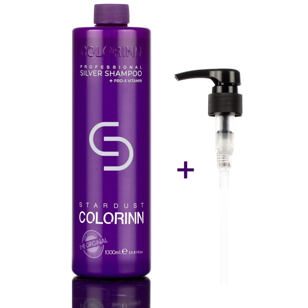 Colorinn Stardust Mor Şampuan 1000 ml – Gri ve Sarı Saçlar İçin Silver Şampuan