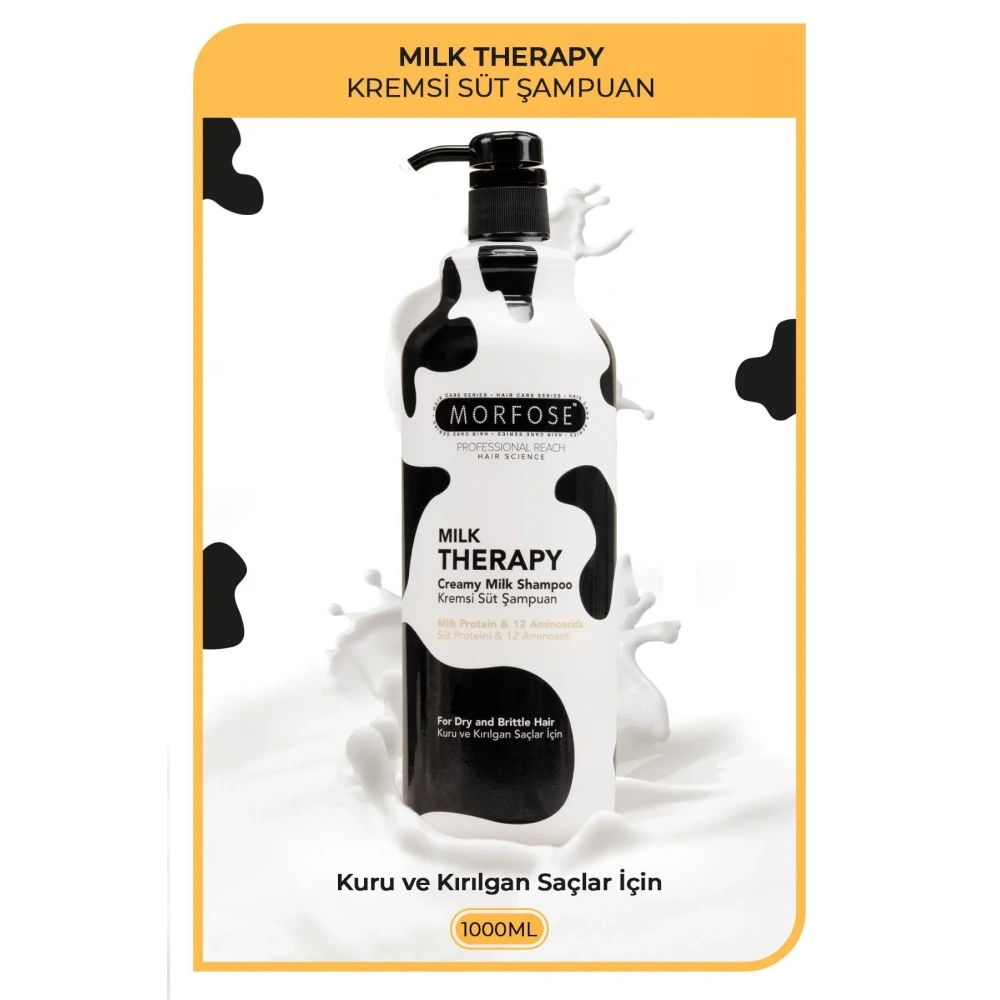 Morfose Milk Therapy Şampuan 1000 ml – Süt Proteinli, Onarıcı & Besleyici Formül