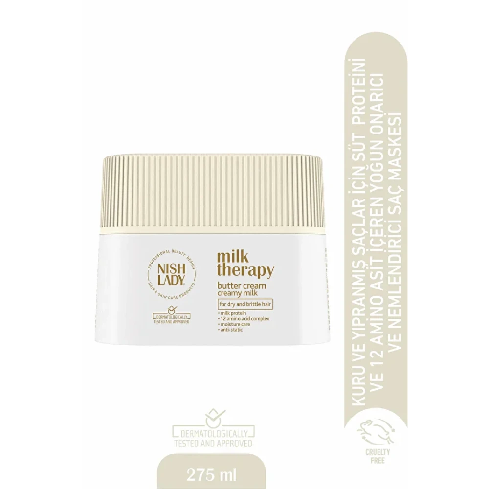 Nish Lady Milk Therapy Saç Maskesi 275ml – Kuru ve Yıpranmış Saçlar İçin Onarıcı Maske