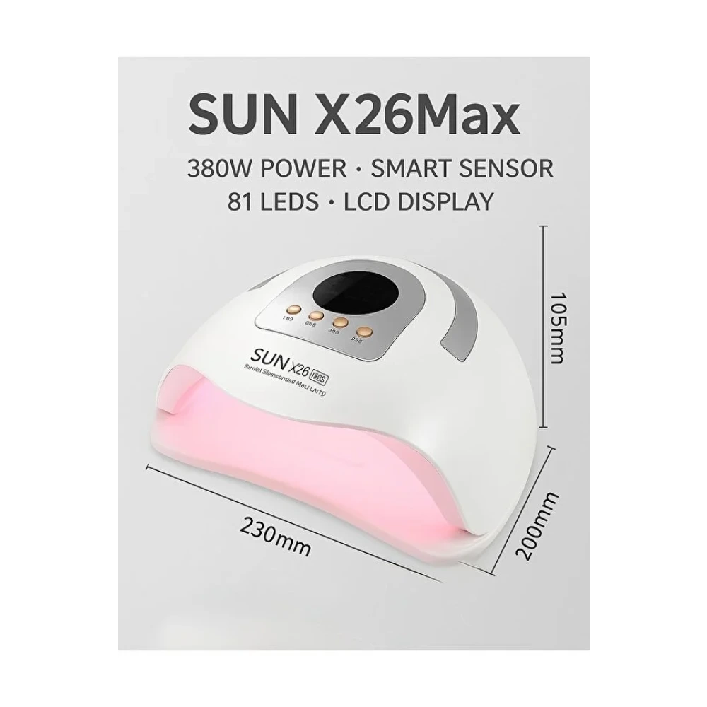 SUN X26 Max UV LED Tırnak Kurutucu 380W – 81 adet UV LED ile Kalıcı Oje ve Protez Tırnak Kurutma Makinesi