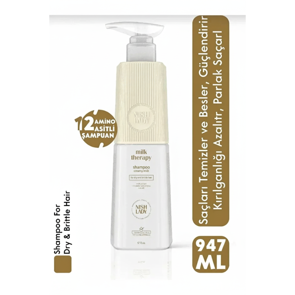 Nish Lady Milk Therapy Şampuan 947 ml – Kuru ve Yıpranmış Saçlara Yönelik Onarıcı Şampuan