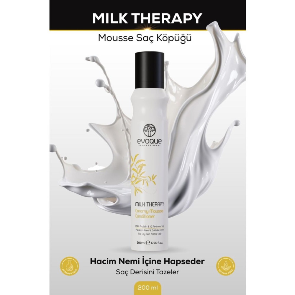 Evoque Milk Therapy Mousse 200ml – Milk Proteinli & Yoğun Besleyici Saç Köpüğü